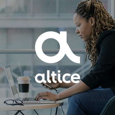 Altice USA logo and work example
