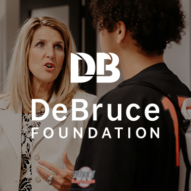The DeBruce Foundation logo and work example